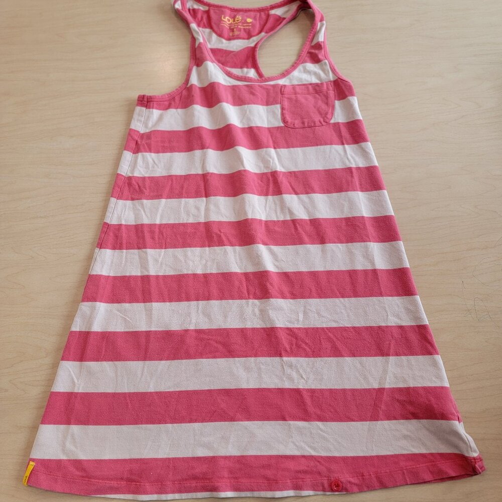 Lolë Organic Cotton Pink Striped Mini Tank Dress Size Small